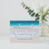 Carte postale de Noël de la mer et des salutations (Debout devant)