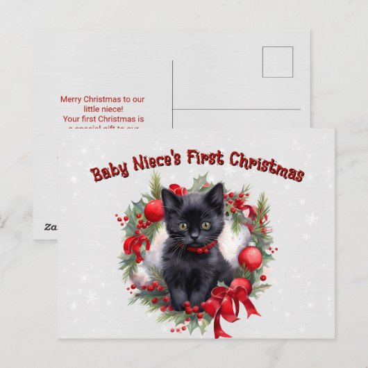 Carte postale de Noël de la première nièce de bébé (Devant / Derrière)