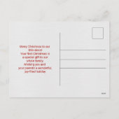 Carte postale de Noël de la première nièce de bébé (Dos)