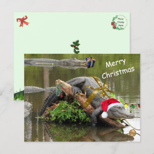 Carte postale de Noël de l'Alligator américain