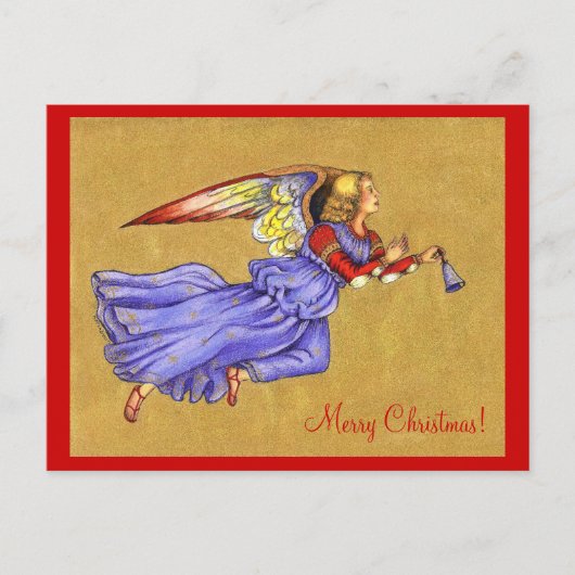 Carte postale de Noël de l'ange Renaissance Bleu e (Devant)