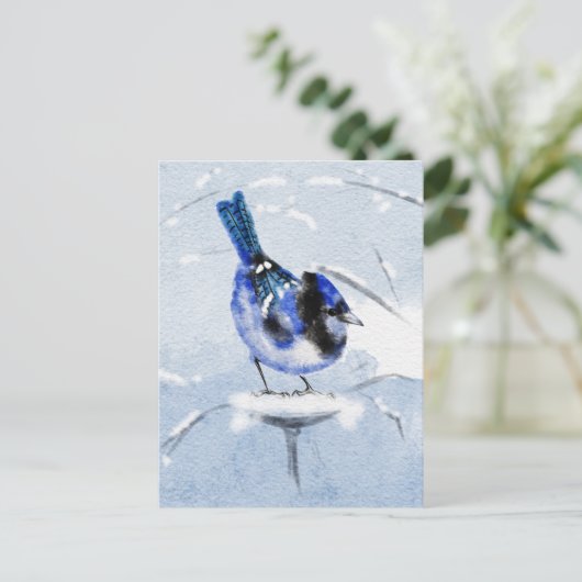 Carte postale de Noël de l'oiseau couleur de l'eau (Debout devant)