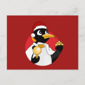 Carte postale de Noël de manchot empereur en dessi (Devant)