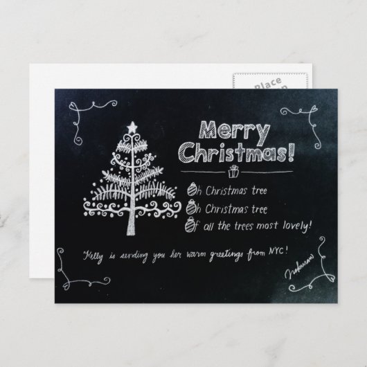 Carte postale de Noël de NYC (Devant / Derrière)