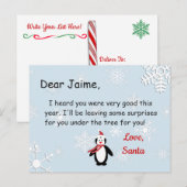 Carte postale de Noël de Père Noël à un enfant (Devant / Derrière)