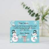 Carte postale de Noël de Père Noël à un enfant (Debout devant)