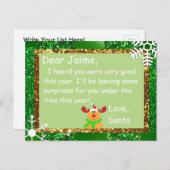 Carte postale de Noël de Père Noël à un enfant (Devant / Derrière)