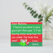 Carte postale de Noël de Père Noël à un enfant (Debout devant)