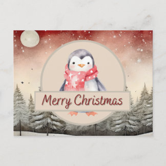 Carte postale de Noël de pingouin