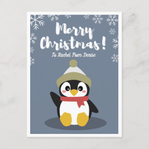 Carte postale de Noël de pingouin personnalisées
