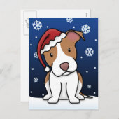 Carte postale de Noël de pitbull de Kawaii (Devant / Derrière)