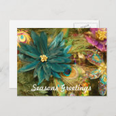 Carte postale de Noël de plume de paon de (Devant / Derrière)