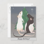 Carte postale de Noël de rat d'animal familier ! (Devant / Derrière)