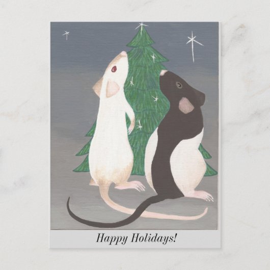 Carte postale de Noël de rat d'animal familier ! (Devant)