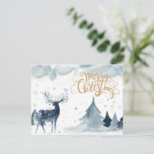 Carte postale de Noël de rennes d'aquarelle (Debout devant)