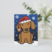 Carte postale de Noël de teckel de Kawaii (rouge) (Debout devant)