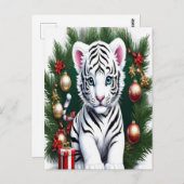 Carte postale de Noël de Tiger Blanc (Devant / Derrière)