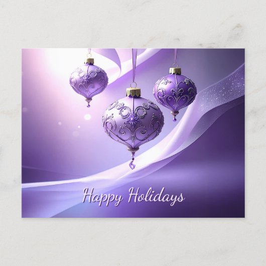 Carte postale de Noël décorative boule violette (Devant)