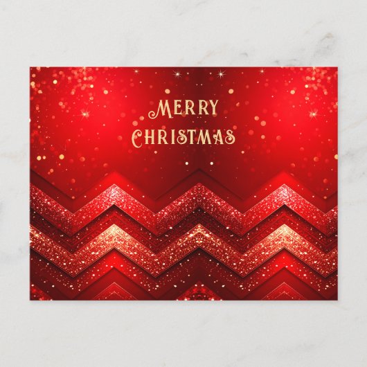 Carte postale de Noël décorative rouge pailletée (Devant)