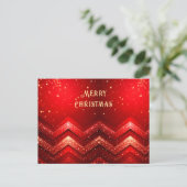 Carte postale de Noël décorative rouge pailletée (Debout devant)