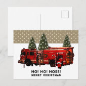 Carte postale de Noël drôle de pompier (Devant / Derrière)