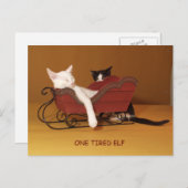 Carte postale de Noël d'un elfe fatigué (Devant / Derrière)