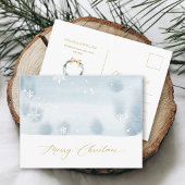 Carte postale de Noël Dusty Blue Snowflake