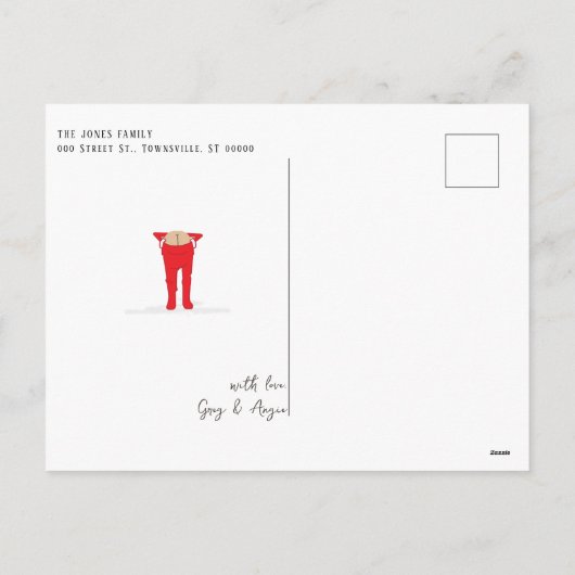 Carte postale de Noël Elf Shenanigans (Dos)