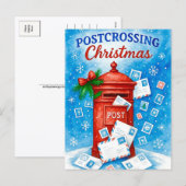 Carte postale de Noël festive aquarelle Postcrossi (Devant / Derrière)