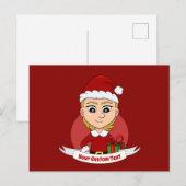 Carte postale de Noël fille dessin animé (Devant / Derrière)
