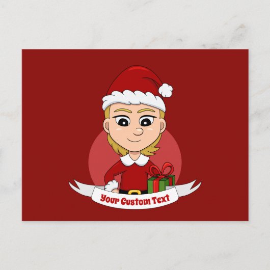 Carte postale de Noël fille dessin animé (Devant)