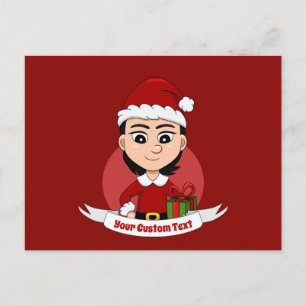 carte postale de Noël fille dessin animé
