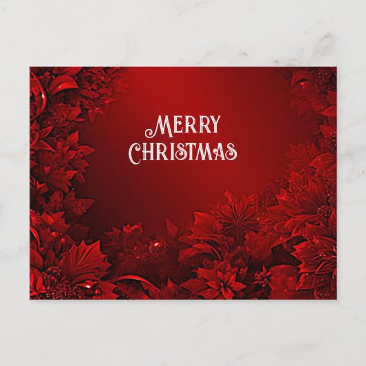Carte postale de Noël Floral Feuille rouge (Devant)