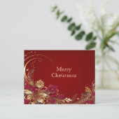 Carte postale de Noël Floral or rouge (Debout devant)