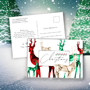 Carte postale de Noël Gemstone Crystal Reindee