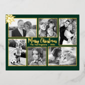 Carte postale de Noël Gold Foil Multi-photo (Recto)