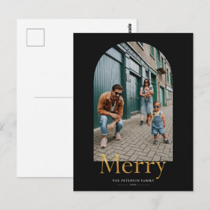 Carte postale de Noël Gold Merry Arch Frame