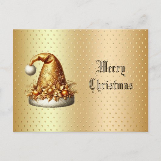 Carte postale de Noël Gold Santa Hat (Devant)