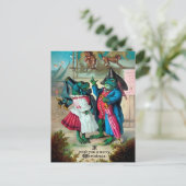 Carte postale de Noël grenouilles victoriennes vin (Debout devant)