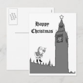 Carte postale de Noël heureux de Londres Big Ben (Devant / Derrière)