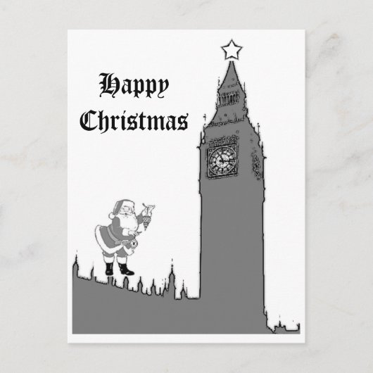 Carte postale de Noël heureux de Londres Big Ben (Devant)