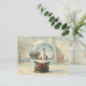Carte postale de Noël hivernale avec boule à neige (Debout devant)