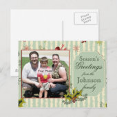 Carte postale de Noël Holly et Bows (Devant / Derrière)