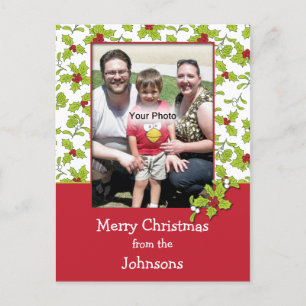 Carte postale de Noël Holly et Mistletoe