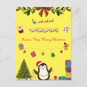 Carte postale de Noël jaune