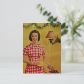 Carte postale de Noël joyeuse de dame de l'ère des (Debout devant)