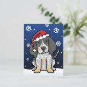 Carte postale de Noël Kawaii Bluetick Coonhound (Debout devant)
