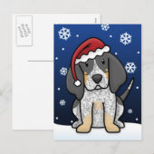 Carte postale de Noël Kawaii Bluetick Coonhound (Devant / Derrière)