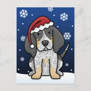 Carte postale de Noël Kawaii Bluetick Coonhound