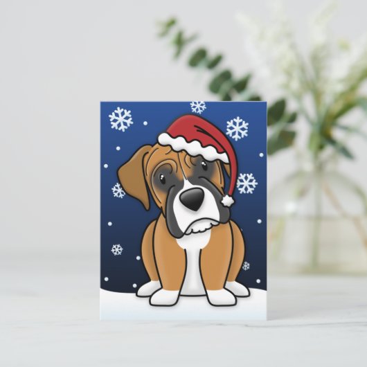 Carte postale de Noël Kawaii Boxer (Debout devant)